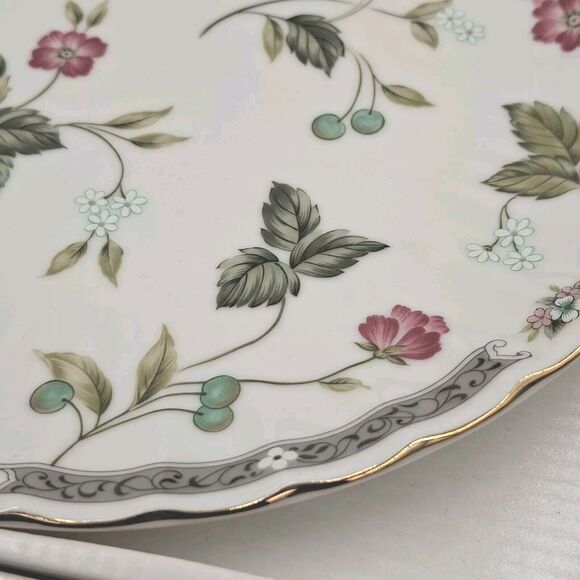 Andrea by Sadek Garden Splendor Cake Plate / Server Serving Set Porcelain 10.5" - Picture 11 of 14
